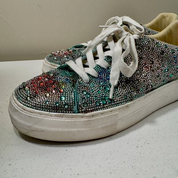 Betsey Johnson Sidny Floral Rhinestone Platform Sneakers Women’s 11 Bling - Picture 8 of 16